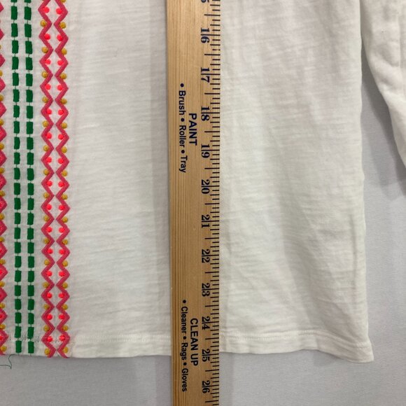 Boden size 10 White Slub Cotton Stretch Embroidered Boho Pullover Blouse - Picture 5 of 9